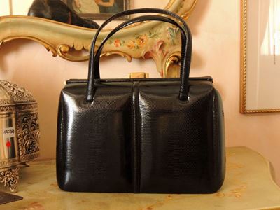 Borsa a Mano in Lucertola Nera
