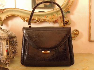Borsa a Mano in Lucertola Marrone