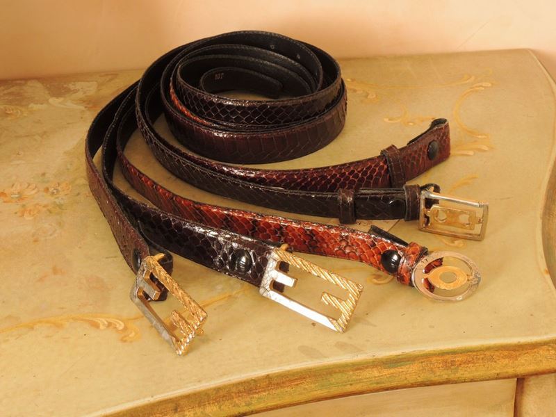 Cinque Cinture in Pitone Marrone