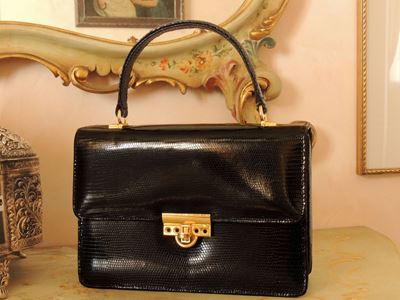 Borsa a Mano in Lucertola Nera