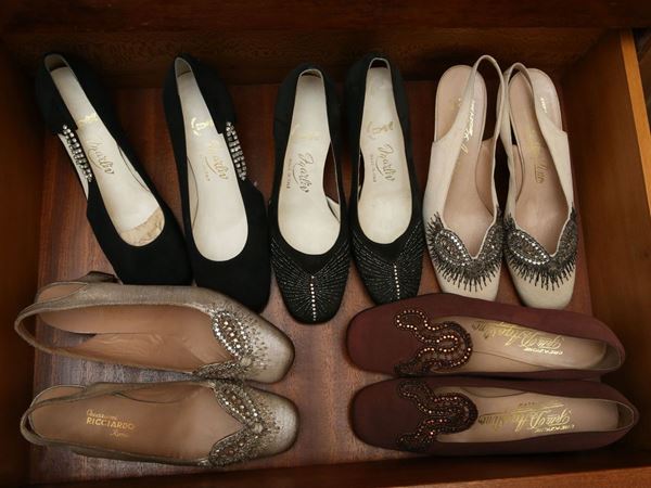 Lotto di scarpe vintage in pelle e tessuto