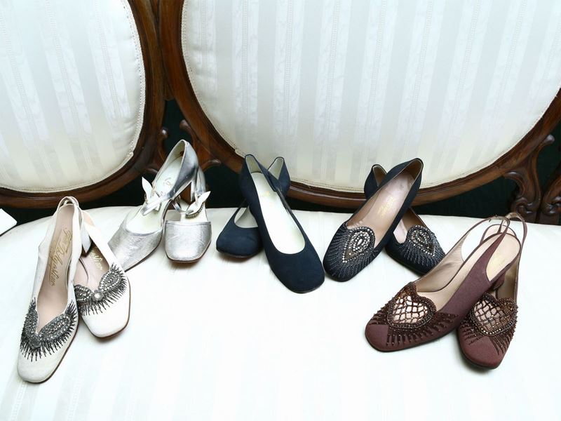 Lotto di Scarpe Vintage in Seta e Pelle
