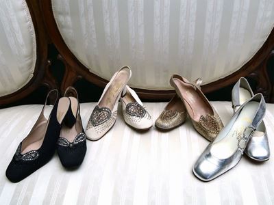 Lotto di Scarpe Vintage in Pelle e Tessuto