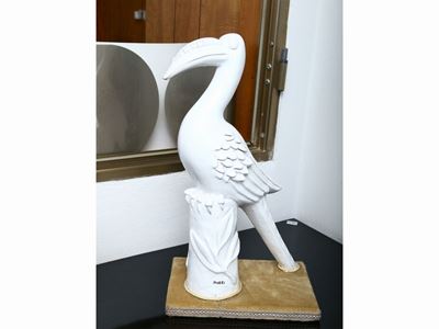 Uccello Esotico in Ceramica Smaltata, Delio Granchi