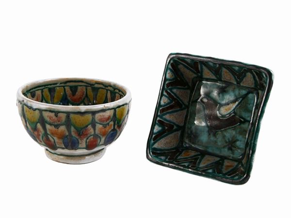 Elio Schiavon - Two glazed terracotta bowls