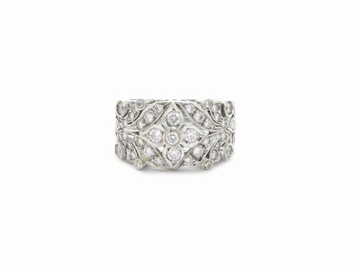 Anello a Fascia in Oro Bianco e Giallo con Diamanti