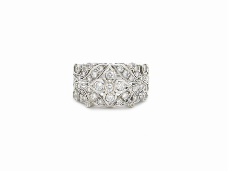 Anello a Fascia in Oro Bianco e Giallo con Diamanti