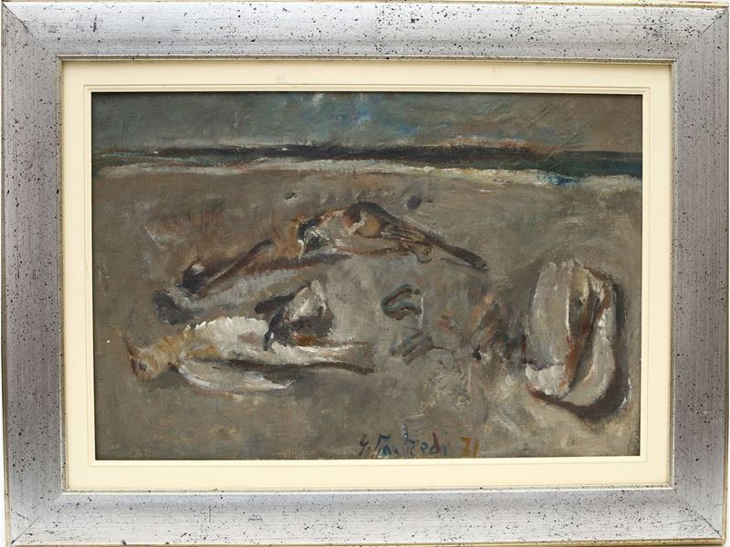Giuseppe Manfredi - Natura Morta in un Paesaggio Marino 1971