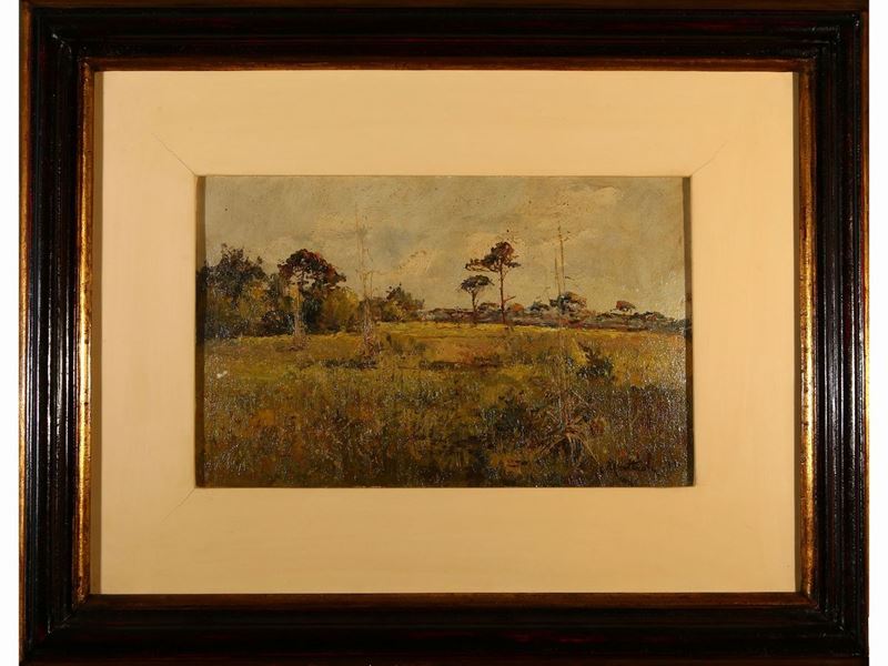 Carlo Mattioli Attribuibile (1911-1994)paesaggio di Campagna 1939