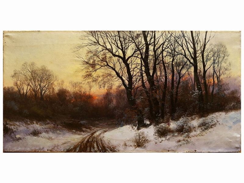 Paesaggio Innevato al Tramonto