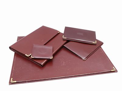 Set da Scrivania in Marocchino Rosso, Cartier