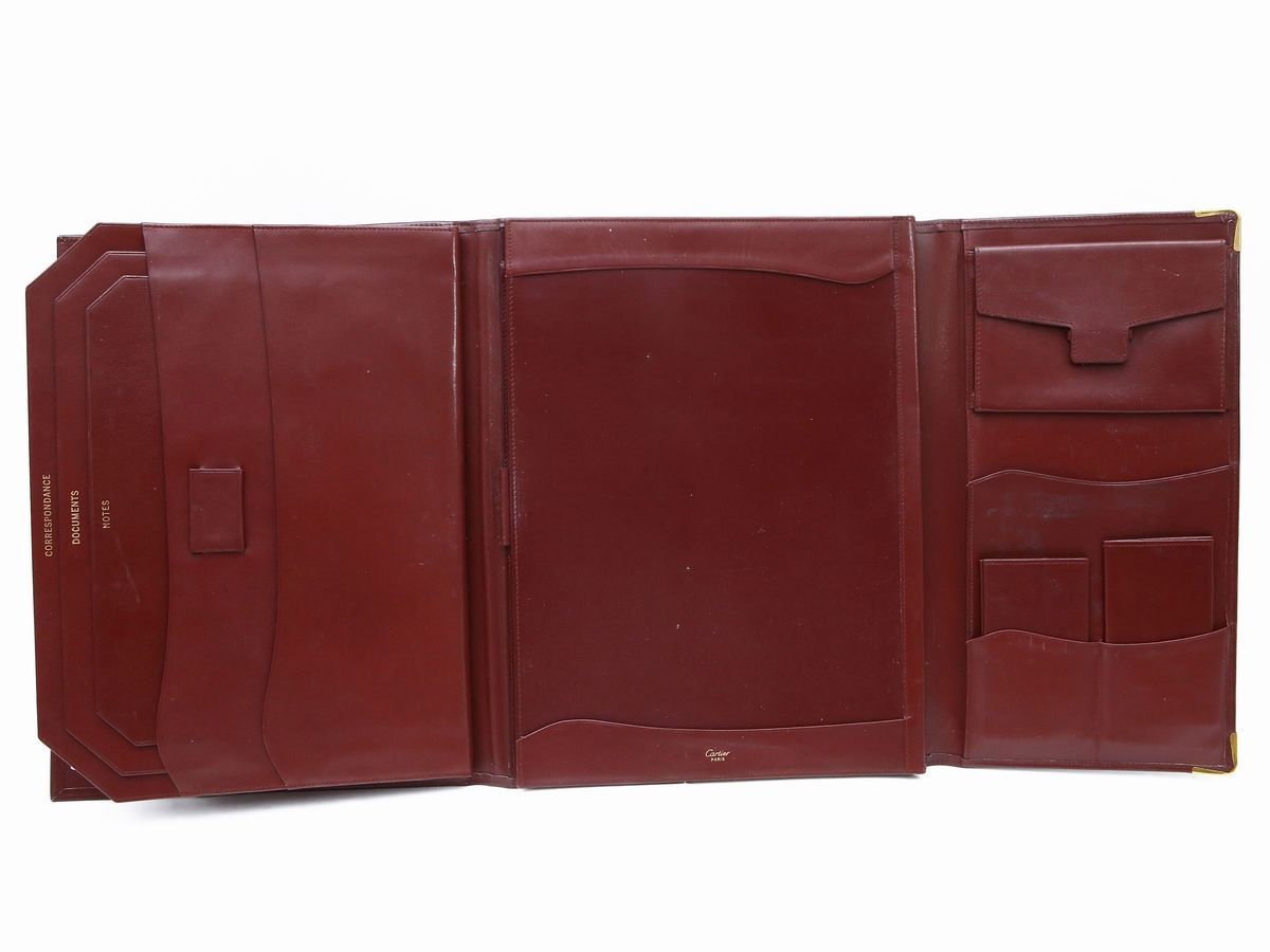 Set da Scrivania in Marocchino Rosso, Cartier