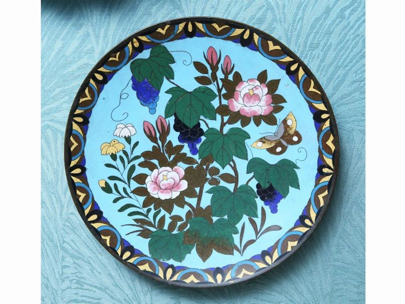 Piatto in Metallo Cloisonnè