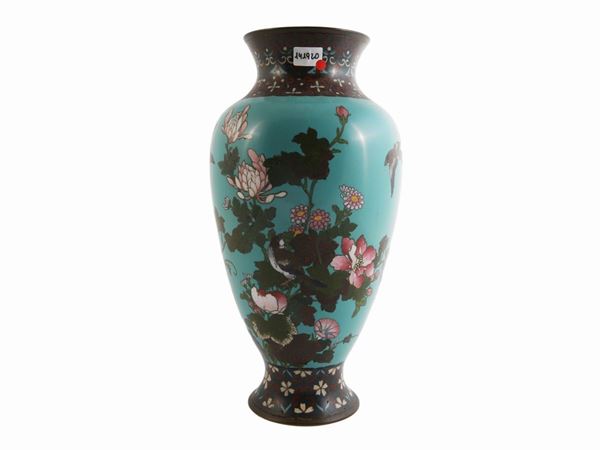Large cloisonné metal vase