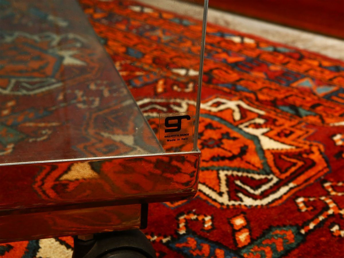 Tavolino Carrello in Cristallo e Acciaio, Gallotti & Radice