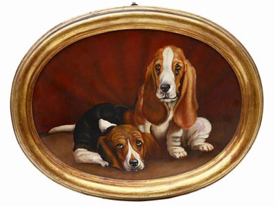 Ritratto di Due Basset Hound