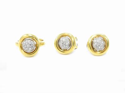 Demi Parure Anello e Orecchini in Oro Bianco e Giallo con Diamanti