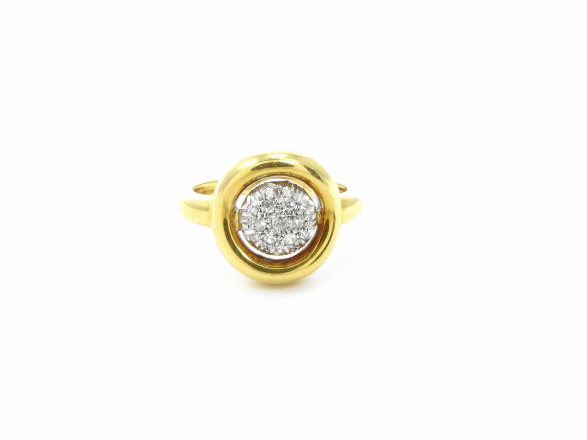 Demi Parure Anello e Orecchini in Oro Bianco e Giallo con Diamanti