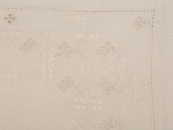 White linen tablecloth