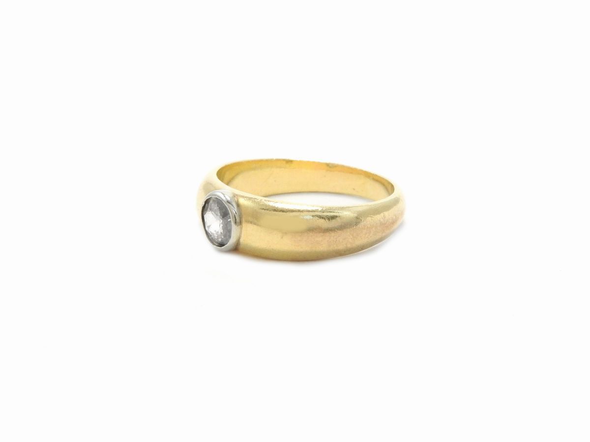 Anello Solitario in Oro Bianco e Giallo con Diamante