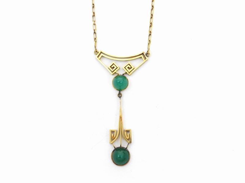 Collana in Oro Giallo con Crisoprasi