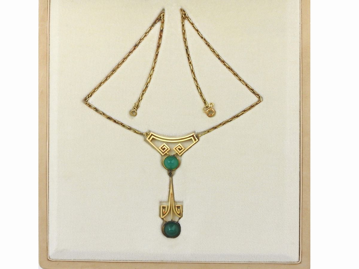 Collana in Oro Giallo con Crisoprasi