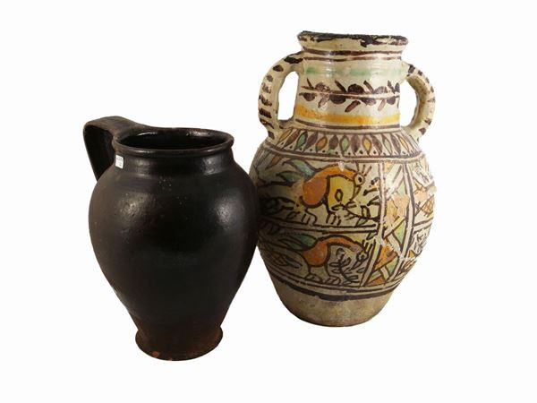 Two glazed terracotta vases