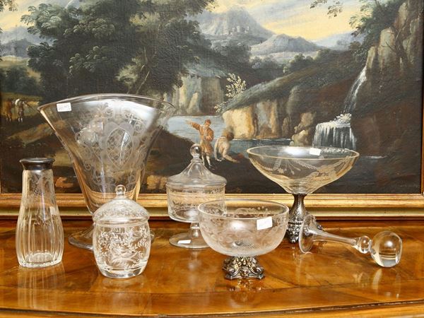 Lotto di accessori per la casa in vetro e cristallo