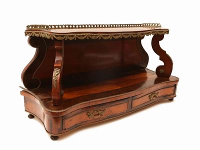 Etagere da Tavolo Impiallacciata in Legno di Rosa e Mogano