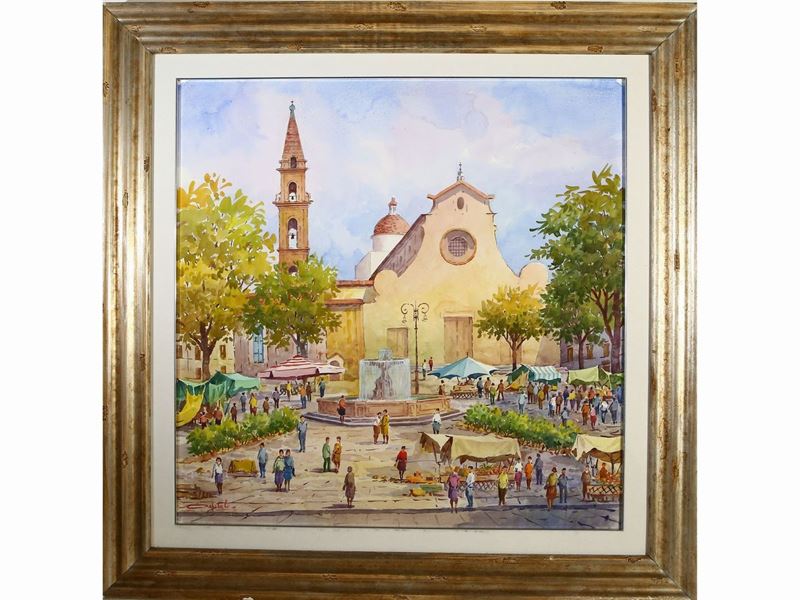 Giovanni Ospitali - Veduta di Piazza di Santo Spirito