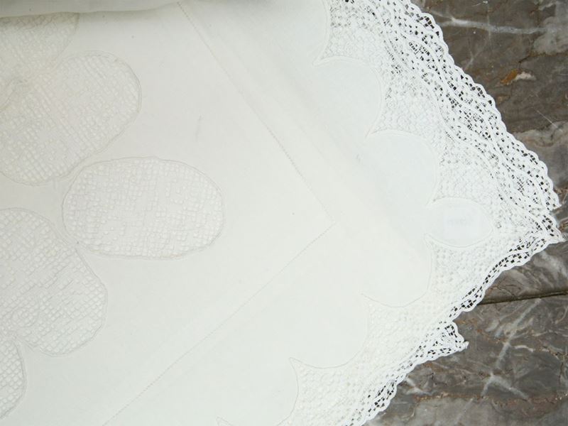 Parure Matrimoniale in Puro Lino Bianco, Artigianato Fiorentino