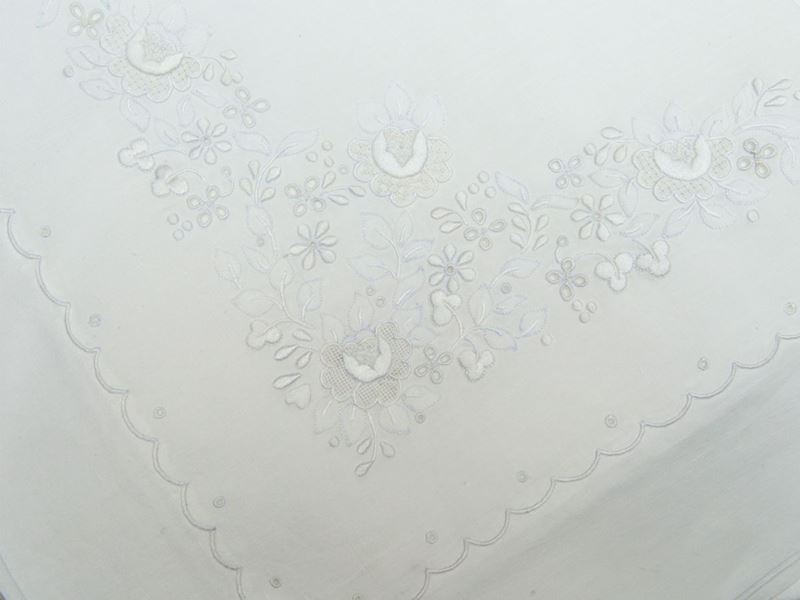 Parure Matrimoniale in Puro Lino Bianco, Artigianato Fiorentino