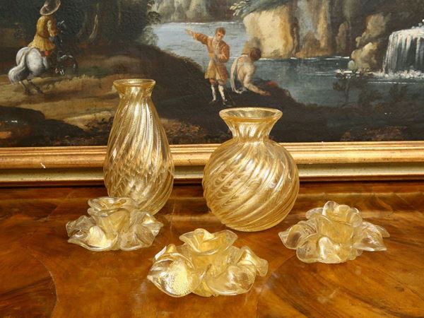 Assortimento di oggetti in vetro soffiato di Murano, Archimede Seguso