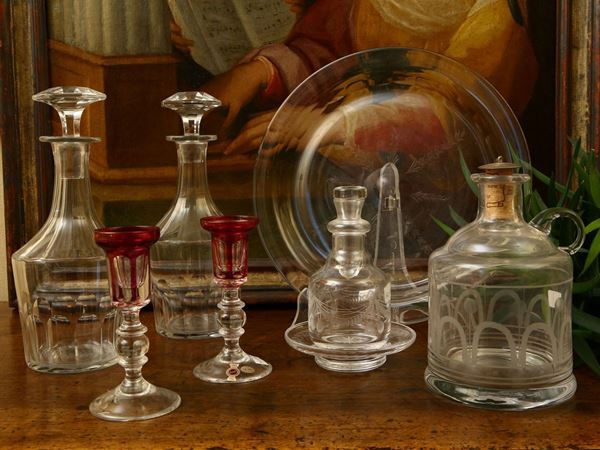 Lotto di accessori in vetro e cristallo
