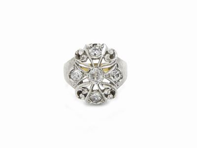 Anello a Fascia in Oro Bianco con Diamanti