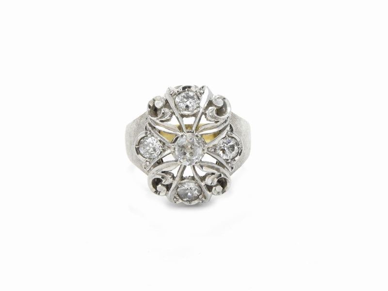 Anello a Fascia in Oro Bianco con Diamanti