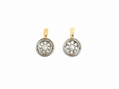 Orecchini Pendenti in Oro Rosa e Argento con Diamanti