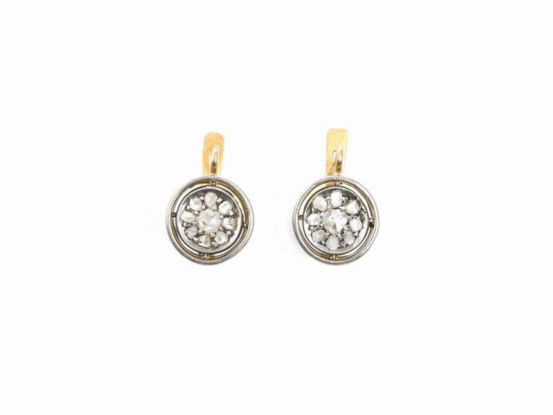 Orecchini Pendenti in Oro Rosa e Argento con Diamanti