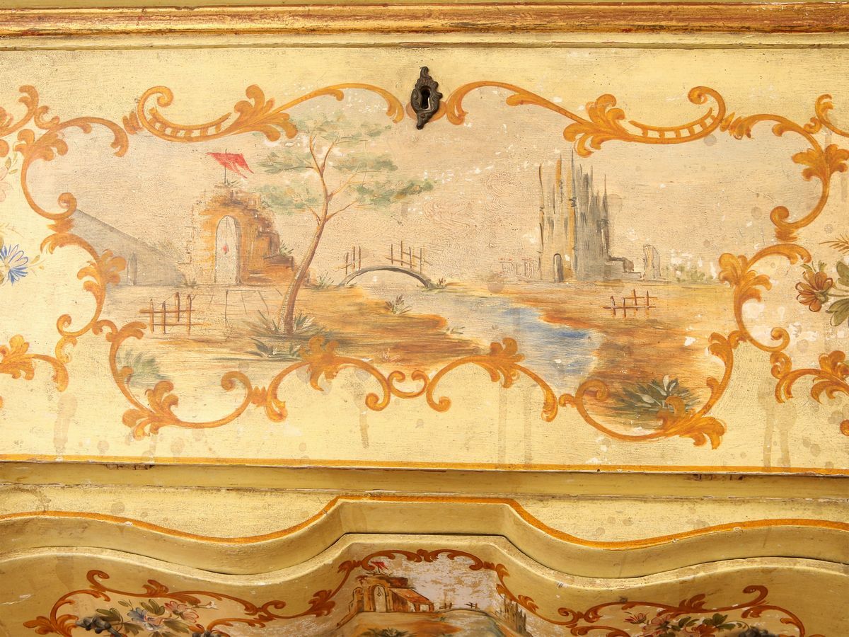 Piccolo Trumeau in Legno Laccato Vede Acqua