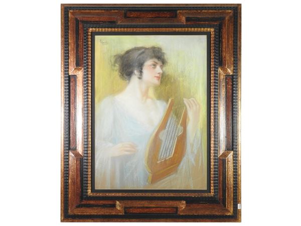 Francesco Vecchi - Portrait of a woman with zither