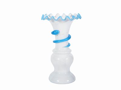 Piccolo Vaso in Opaline Bianca e Azzurra