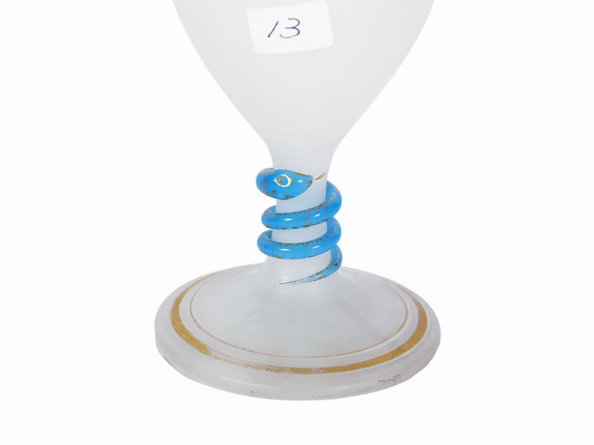 Vaso Ad Anfora in Opaline Bianca e Blu