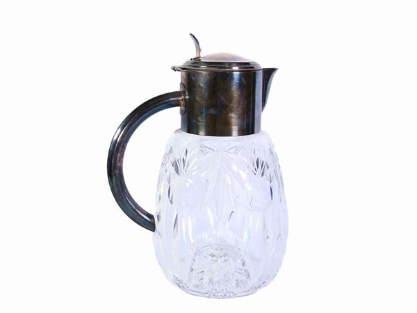 Crystal and silver metal jug