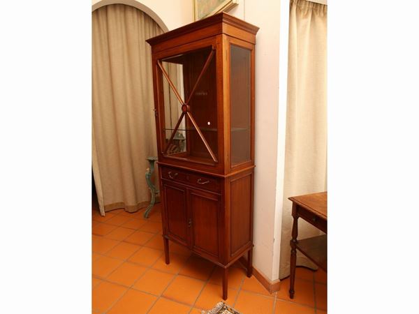 Two-body collections cabinet in mahogany