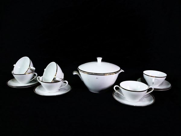 Broth service in polychrome porcelain, Koenig Bavaria