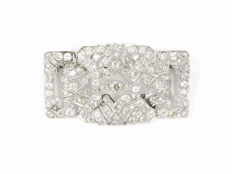 Spilla Decò in Platino con Diamanti