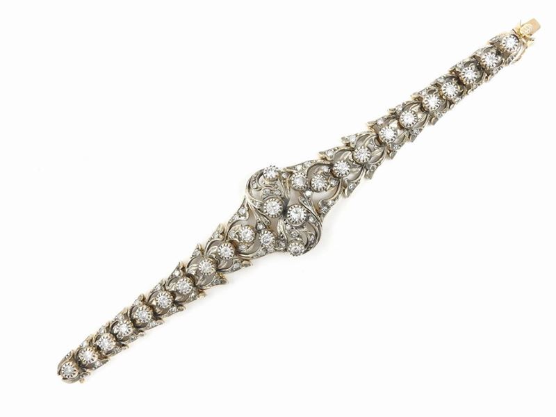 Bracciale in Oro Rosa e Argento con Diamanti