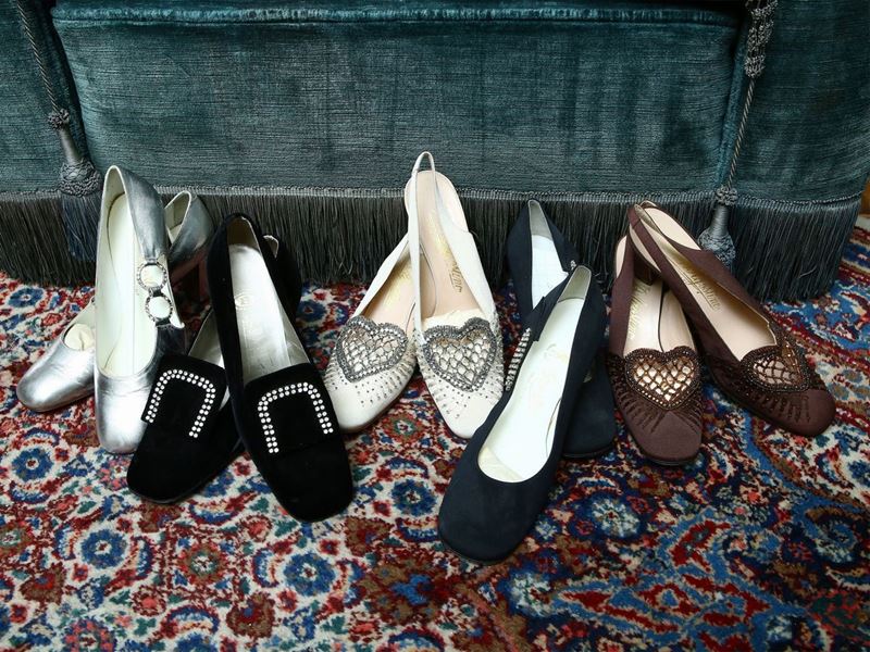 Lotto di Scarpe Vintage in Pelle, Tessuto e Velluto