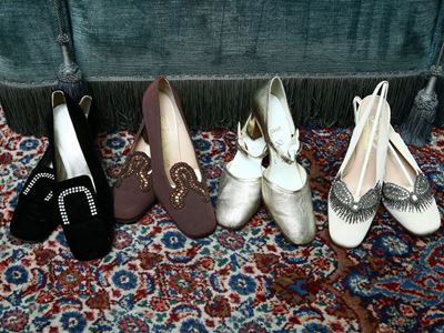 Lotto di Scarpe Vintage in Pelle, Seta e Velluto