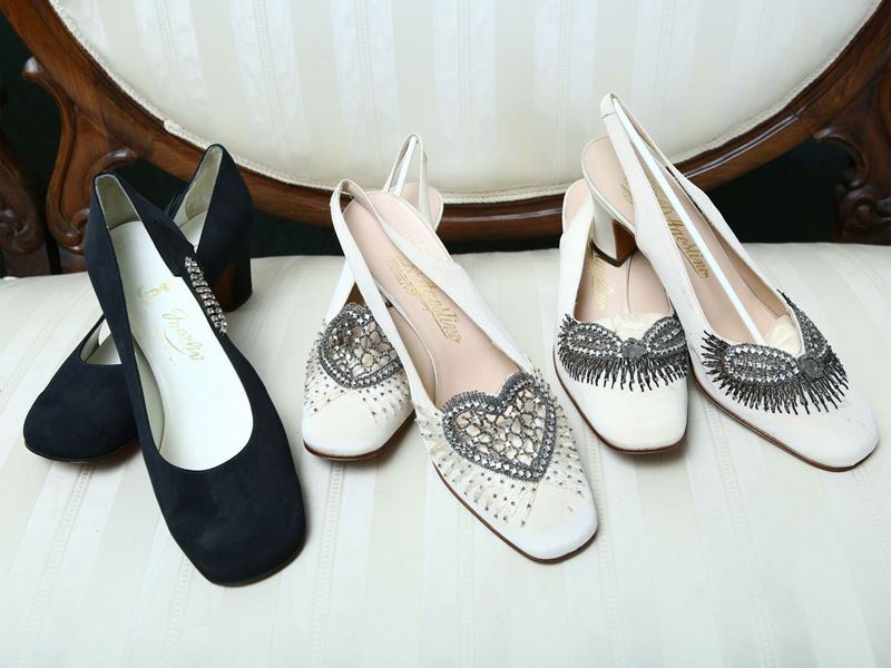 Lotto di Scarpe Vintage in Pelle e Tessuto